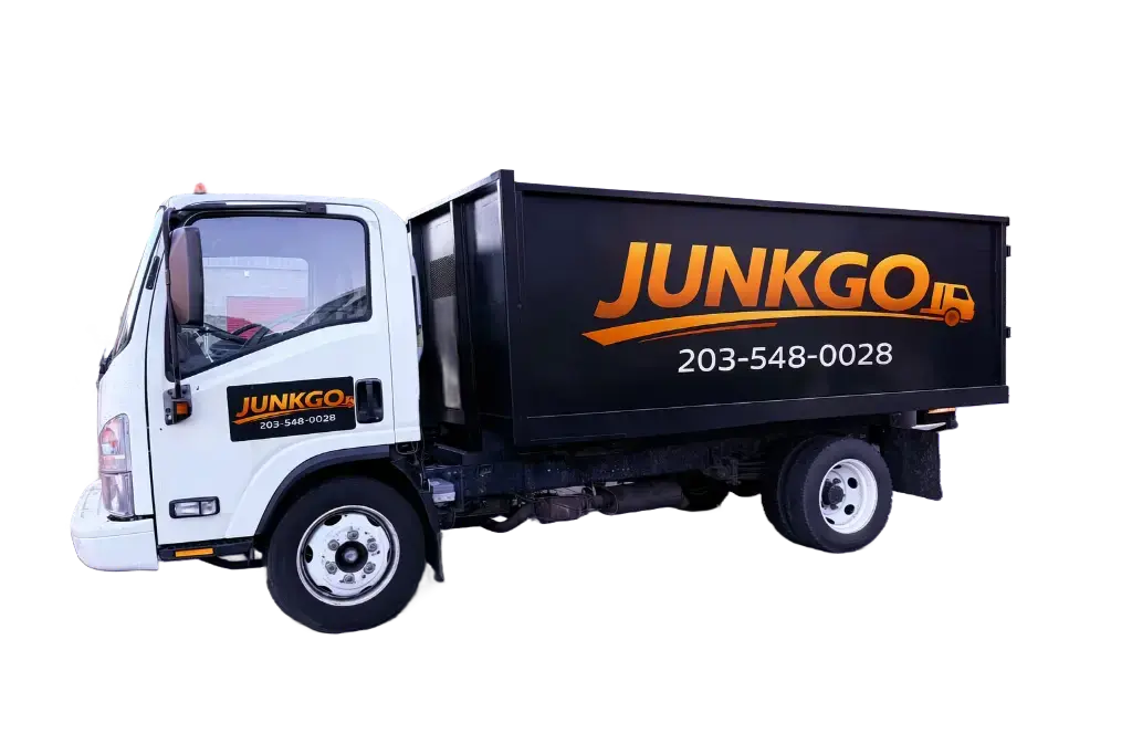 JUNKGO LLC junk removal truck in Stamford, Connecticut